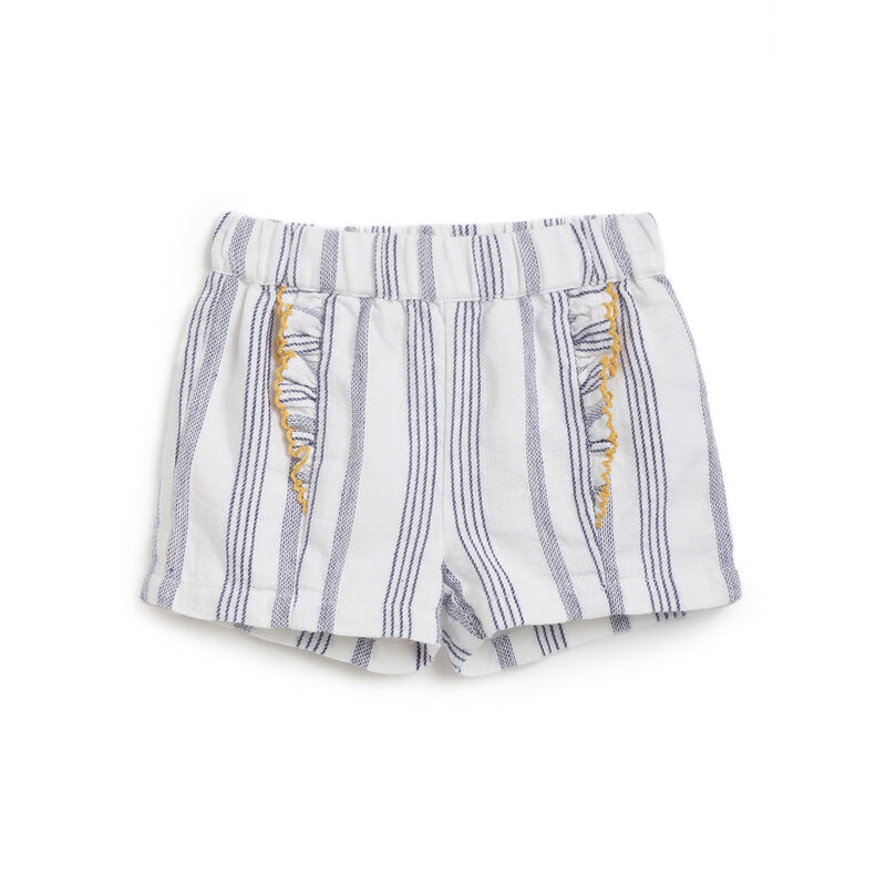 Girls White and Blue Striped Shorts image number 0